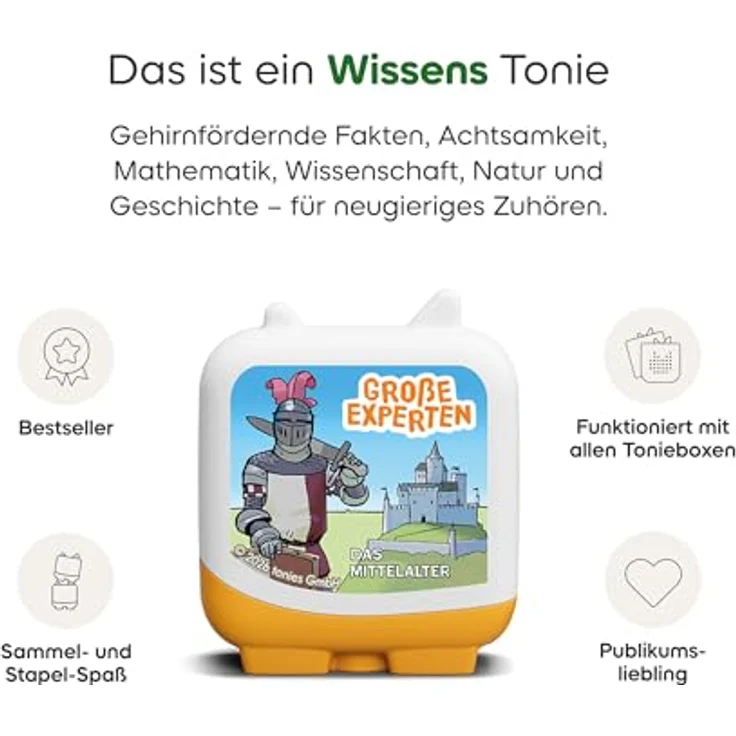 tonies Hörfigur GROßE Experten – Das Mittelalter, Wissens-Hörspiel über Ritter & Burgen für Kinder ab 5 Jahren, Spielzeit ca. 62 Min., im Ritter-Design – Bild 2