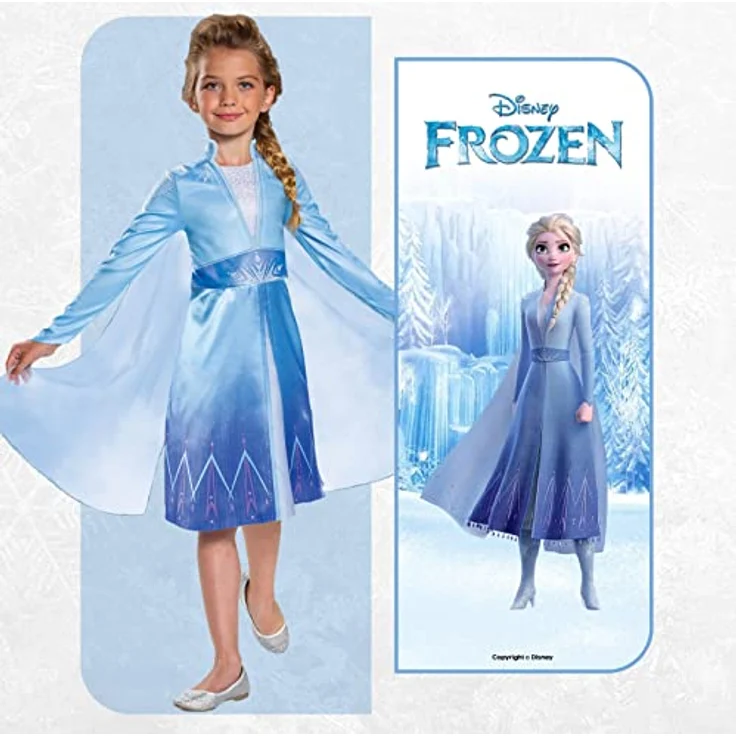 Disney Official Classic Frozen Elsa Dress Up for Girls, Frozen Dress costume Kids, Princess Costumes for Girls Fancy dress Outfit, costumes for Girls S – Bild 2