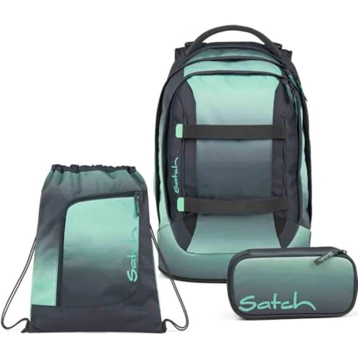 Satch Pack Schulrucksack Set 3tlg. inkl. Schlamperbox und Sportbeutel, 30 Liter Volumen, 3D Soft-Mesh Rückensystem, Gradient Mint – Bild 1