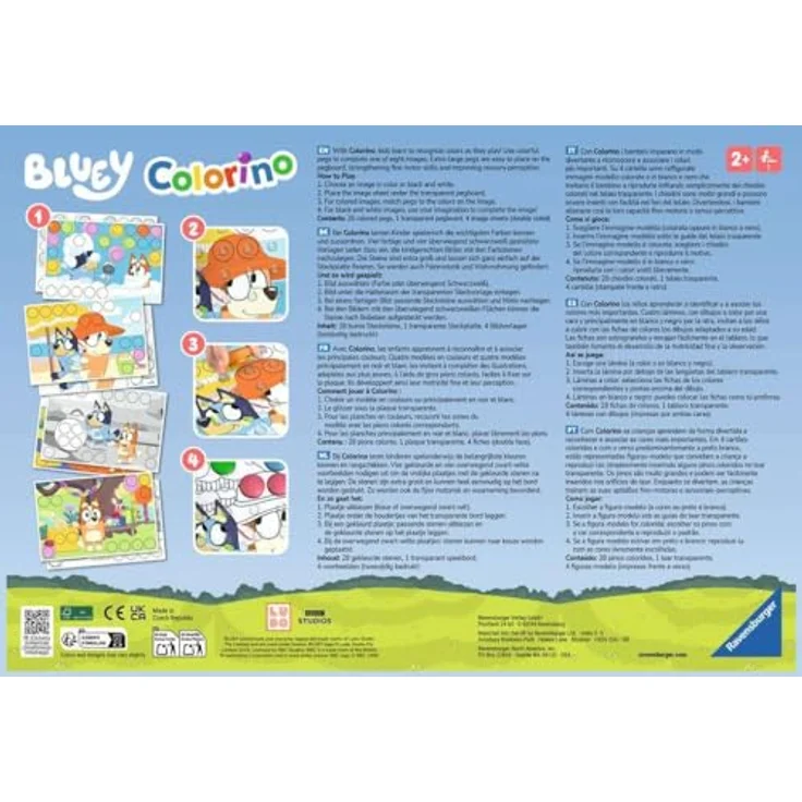 Ravensburger Bluey Colorino, Lernspiel für Kinder ab 2 Jahren mit bunten Stecksteinen und Bildvorlagen aus der Vorschulserie Bluey, Made in Europe – Bild 2