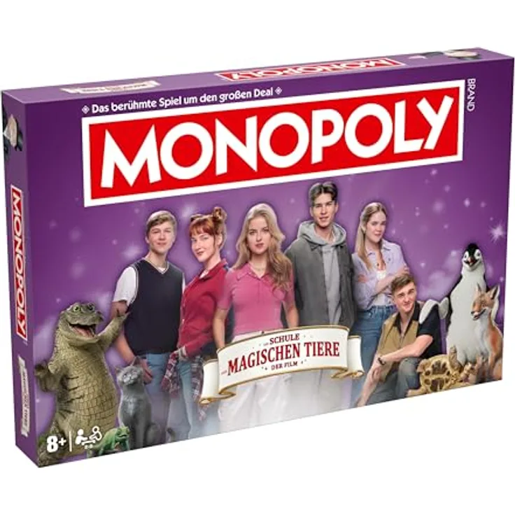 Winning Moves Monopoly Die Schule der magischen Tiere, Brettspiel für die ganze Familie, ab 8 Jahren, Deutsch, mit exklusiven Sammlerfiguren und Abenteuerkarten