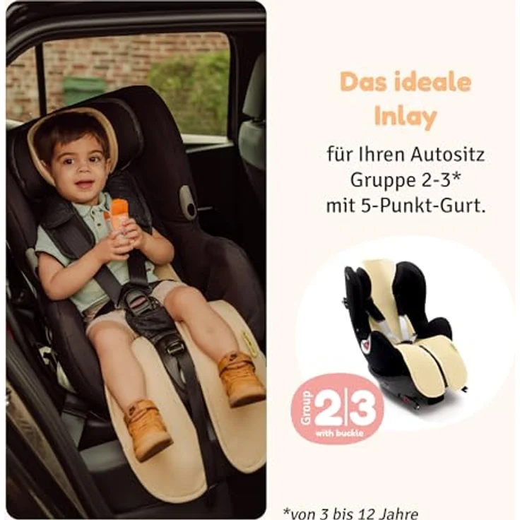 Aeromoov Air Layer - Baby Sitzauflage aus Bio-Baumwolle, Antischwitz Einlage für Autositz oder Kinderwagen, Gruppe 2/3 mit Beinen, Vanilla – Bild 4