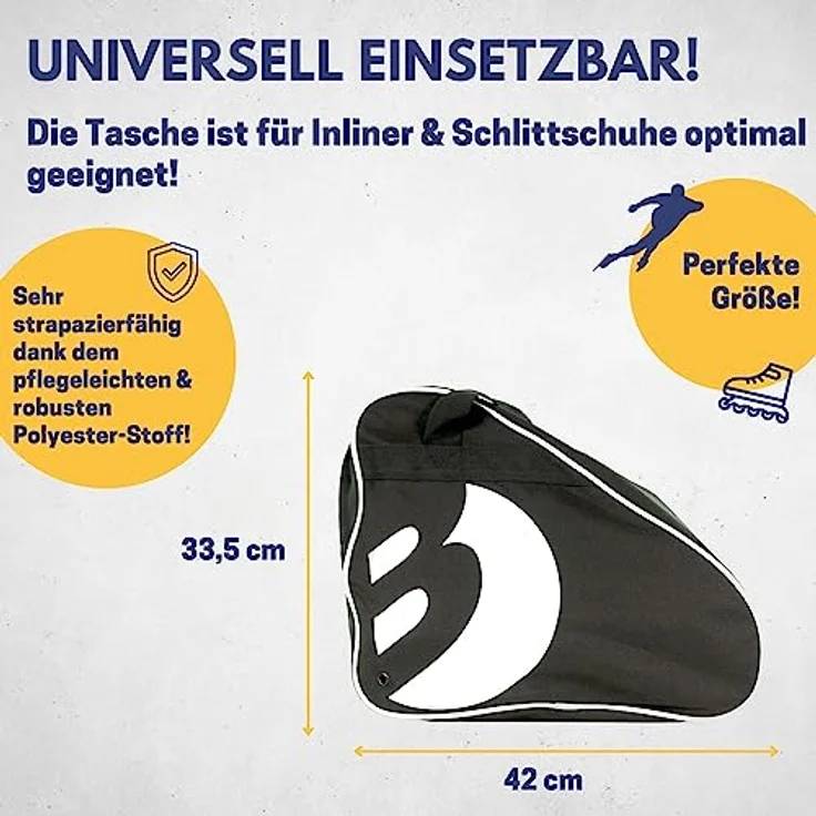 Best Sporting Sporttasche für Inlineskates und Schlittschuhe, mit verstellbarem Trageriemen, attraktives Design in Weiß – Bild 6