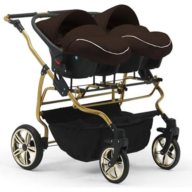 Elcar Zwillingskinderwagen Duet Lux Goldedition 5 in 1 inkl. Autositze und Iso Bases - 14 Teile - in 20 Farben – Bild 4