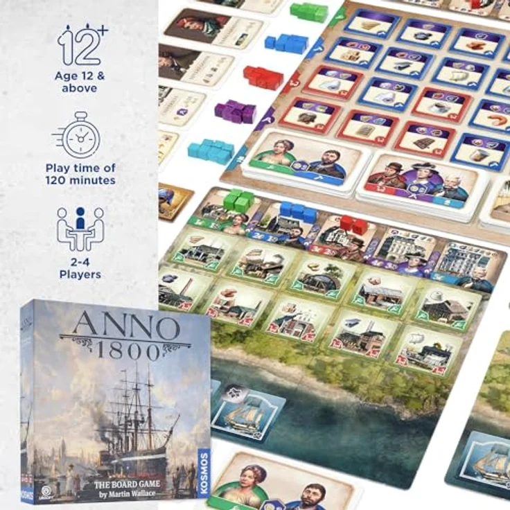 Thames & Kosmos Anno 1800, Strategie-Brettspiel für 2-4 Spieler, basierend auf dem PC-Spiel, ab 12 Jahren, ca. 120 Minuten Spielzeit – Bild 3