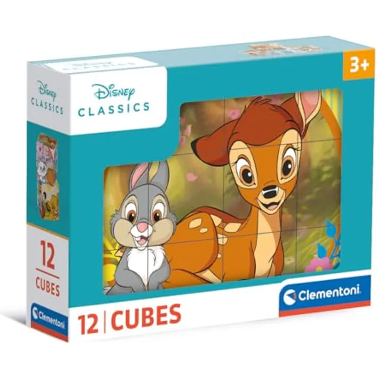 Clementoni Disney Classics 12 Würfel Puzzle Kinder - Sensorik- & Motorikspielzeug, vielseitiger Puzzle-Spaß - für Kinder ab 3 Jahren