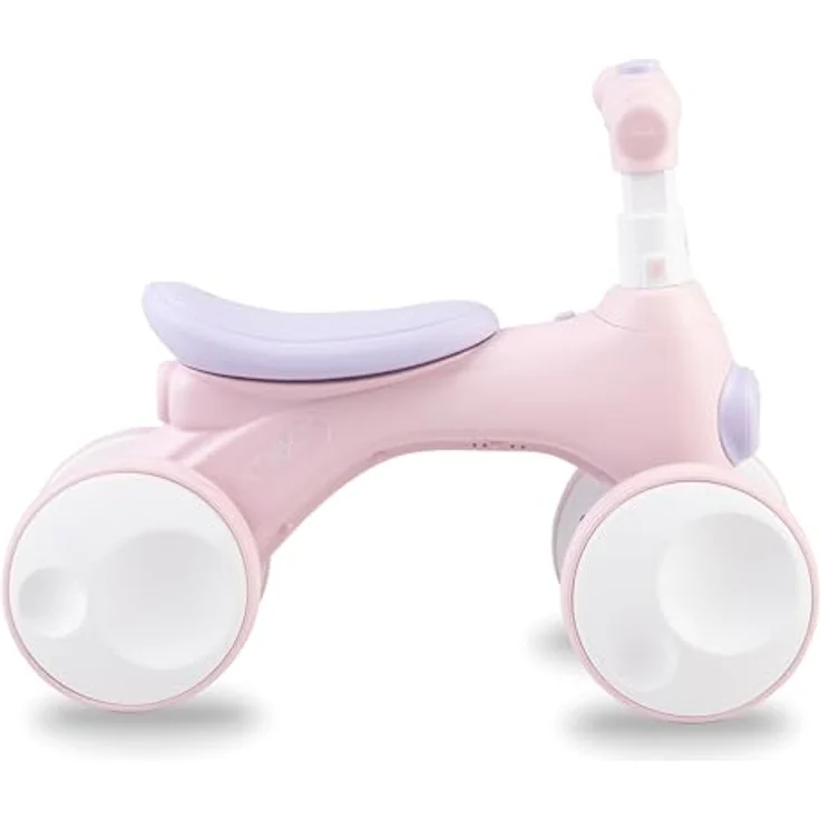 Momi Kinderlaufrad TOBIS, Lauf-Vierrad mit Hupe, farbwechselnder Leuchte, pannensicheren Kunststoffrädern und Seifenblasen-Anlage, Rosa – Bild 4