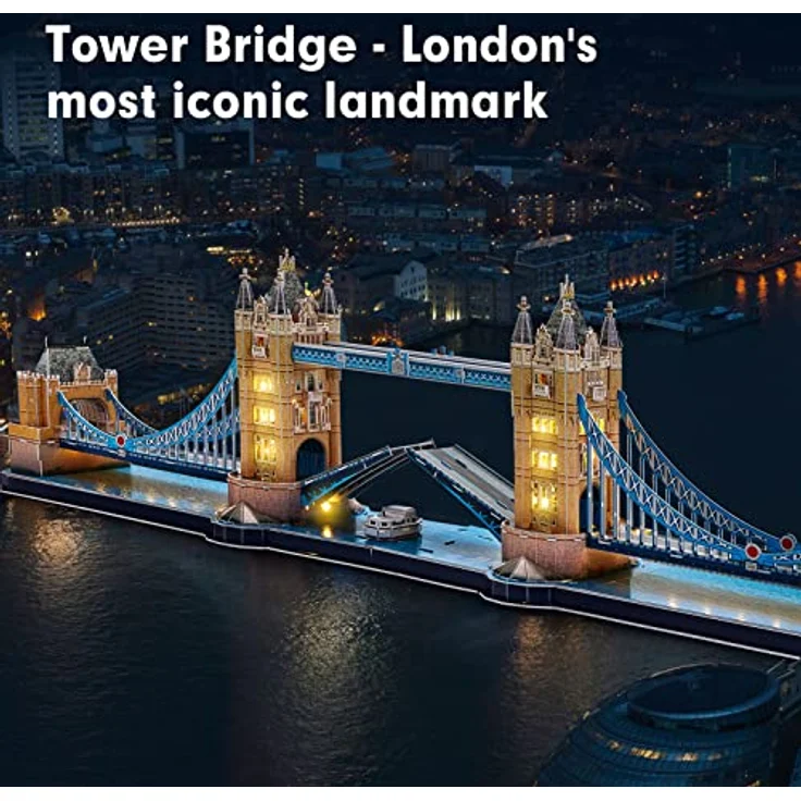 CubicFun 3D Puzzles LED London Tower Bridge Turmbrücke Puzzle 3D - Erwachsene Baumodelle Baumodelle Baukästen Souvenir Geschenk für Erwachsene Kinder, 222 Teile – Bild 3
