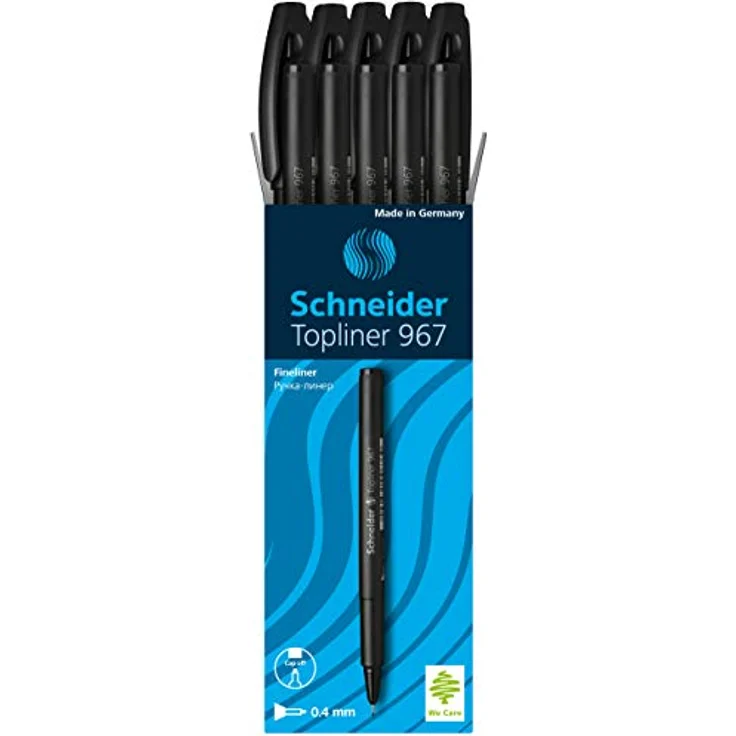 Schneider Topliner 967 Fineliner schwarz, 0,4 mm, 10 St., wasserbasierte Tinte, recyceltes Gehäuse – Bild 2