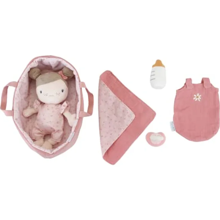 Little Dutch 4553 Stoffpuppe Babypuppe Rosa mit Tragekorb und Zubehör - Little pink Flowers - Preisvergleich