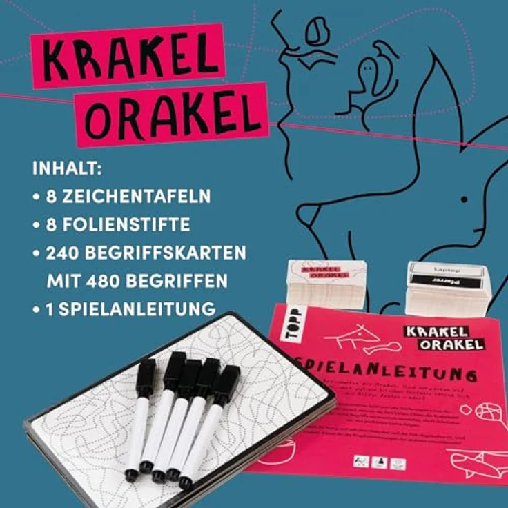 TOPP Krakel-Orakel, Zeichenspiel für 2–8 Personen, 480 Begriffe in zwei Schwierigkeitsstufen, ab 10 Jahren – Bild 4