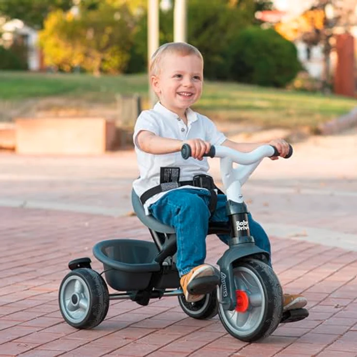 Smoby Baby Driver Tricycle Grey, Buggy und Dreirad in einem, innovatives Lenksystem, Sicherheitsausstattung abnehmbar – Bild 5