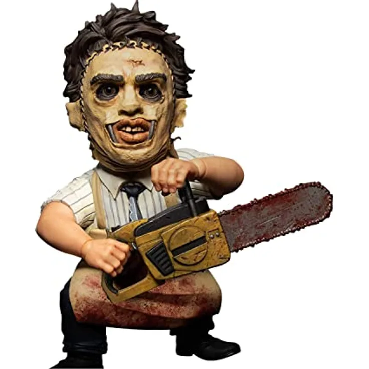 Mezco Toys MDS Leatherface, 15 cm Sammelfigur aus "Texas Chainsaw Massacre", mit Kettensäge und Hammer, Golden