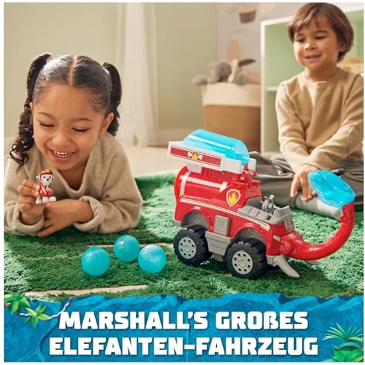 Spin Master Paw Patrol Jungle Pups Marshall, Feuerwehrauto im Elefanten-Design mit Wassergeschossen und beweglichem Rüssel – Bild 2