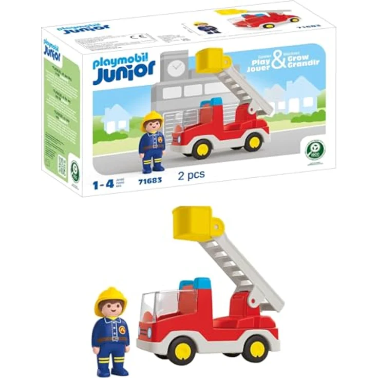 Playmobil® Konstruktions-Spielset Feuerwehrleiterfahrzeug (71683), JUNIOR, (2 St), Made in Europe – Bild 2