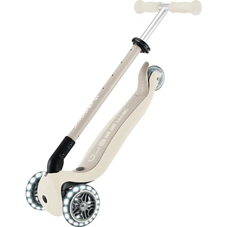 Globber GO-UP Active Lights ECO, 3 in 1 Dreirad, Laufrad und Scooter, höhenverstellbar, 120/80 mm, kokos weiß – Bild 5