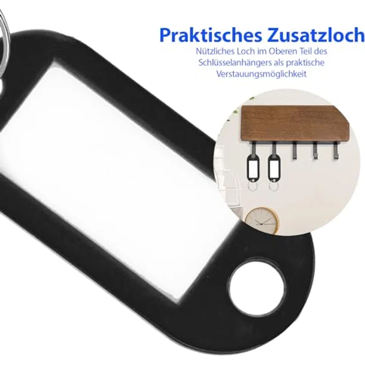 Westcott Schlüsselanhänger 100 Stück | 100er Pack robuste Anhänger zum Beschriften mit austauschbaren Etiketten | Mit Metall-Ring in Schwarz – Bild 5