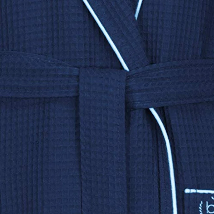 Bugatti Tizian Bademantel Herren, Kapuze, 100% Baumwolle, marine blau – Bild 4