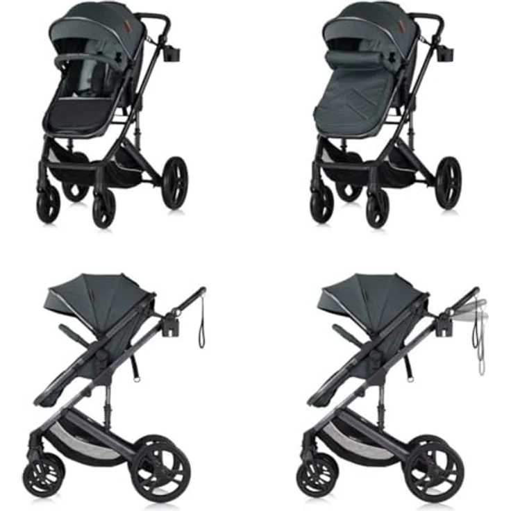 Chipolino Kinderwagen 3 in 1 Amore Babyschale Adapter Wickeltasche Fußabdeckung, tuerkis – Bild 3