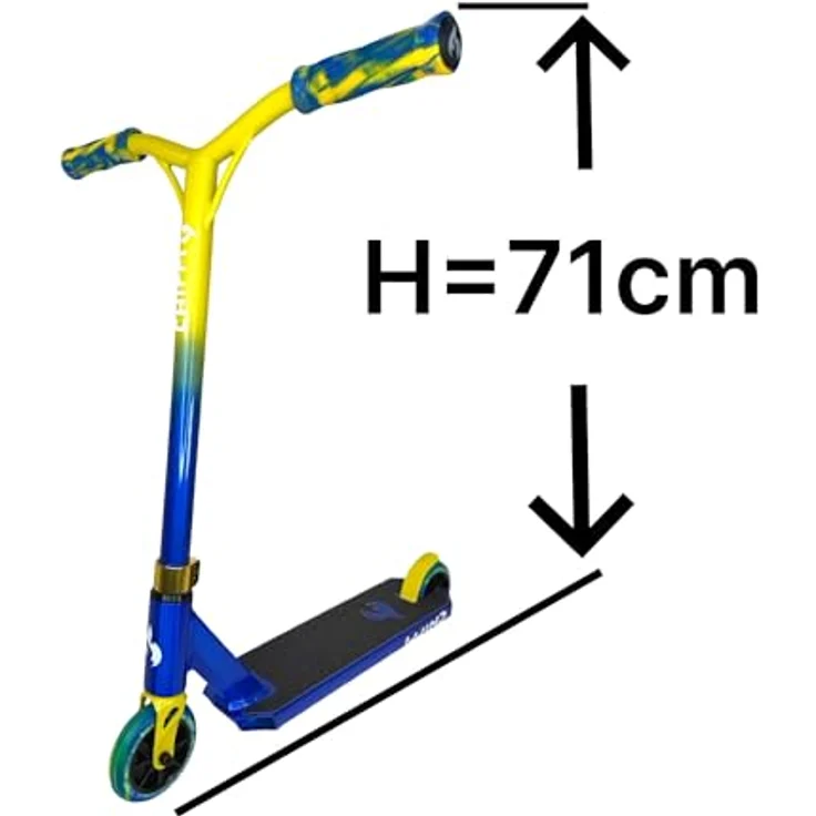 Chilli Pro Scooter Jumpstart S, Stunt-Scooter 71 cm, transparent Blau / Gelb, leicht und stabil für Einsteiger – Bild 3