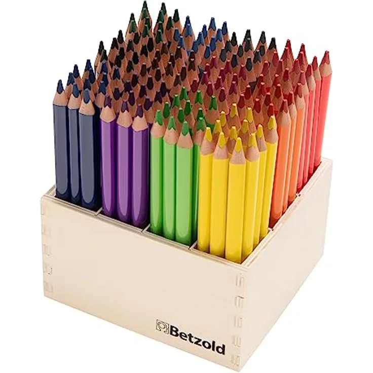Betzold - Dreikantstifte-Set dick 144 Holz-Malstifte 17,5 cm Aufsteller Holzstifte dreikant