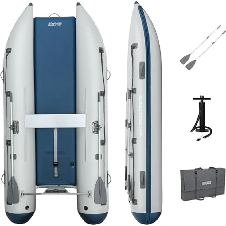 Bestway Hydro Force Beacon Elite, aufblasbares Schlauchboot (335 cm, 1 Pers.), katamaranförmig, durchstichfest, mit Aluminium-Bank und Ruder – Bild 11