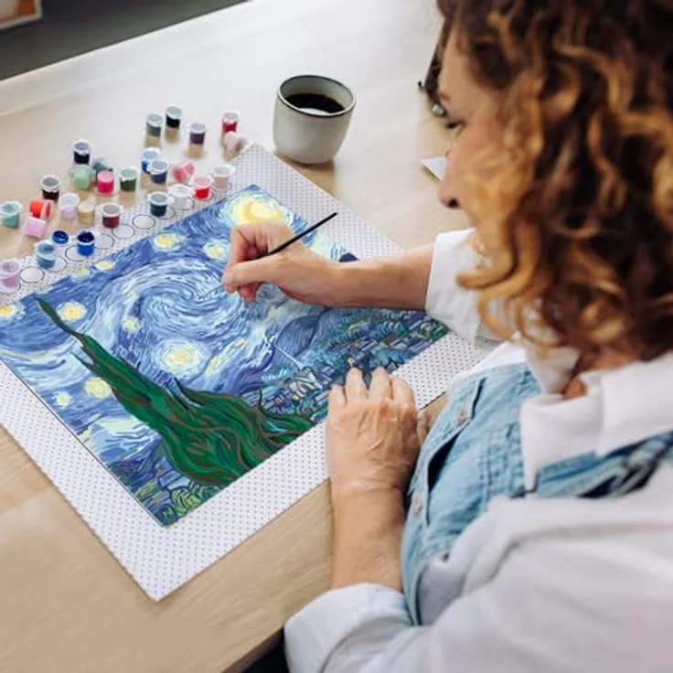 Ravensburger Malen nach Zahlen CreArt, Leinwand ART Collection: Sternennacht (Van Gogh), Made in Europe, FSC® - schützt Wald - weltweit, hochwertige Leinwand für Erwachsene, Acrylfarben, 40 cm x 30 cm – Bild 7