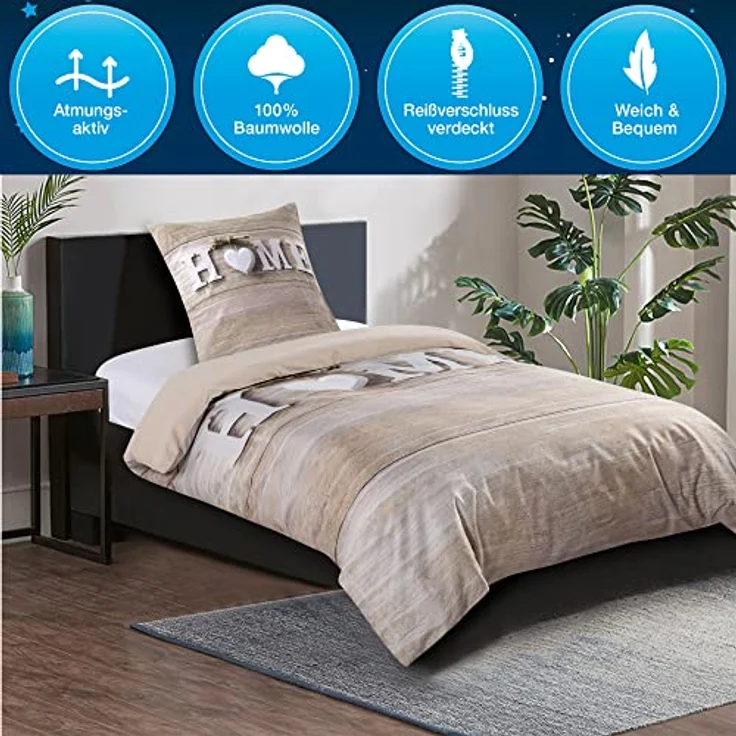 Sanilo® Bettwäsche 135x200 cm, 100% feinste Baumwolle, Oeko-TEX Zertifiziert, 4-teilig, Home – Bild 4