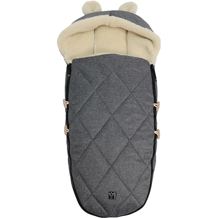 Kaiser 65825 XL EARS WOOL, Woll Fußsack für Kinderwagen und Fahrradanhänger, anthracite melange – Bild 1