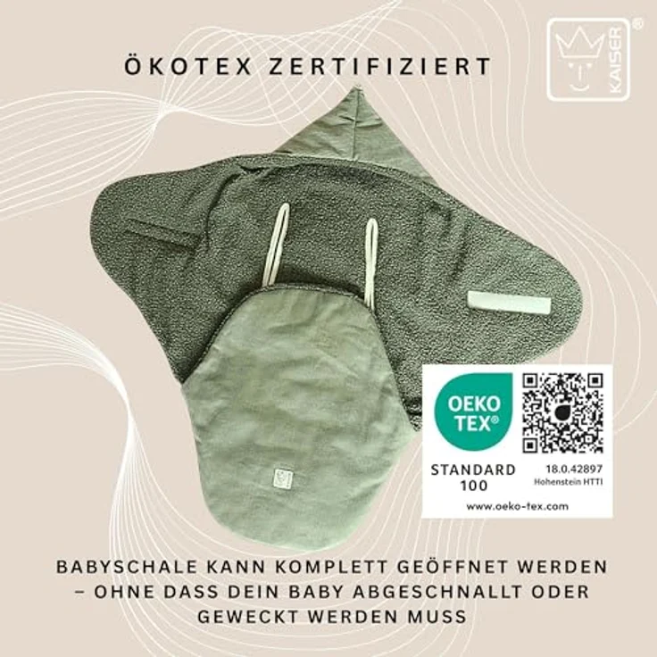 Kaiser Callie Cord Einschlagdecke, Kuschelige Decke für Babyschalen und Babywannen, Mineral Green, bis 12 Monate – Bild 3