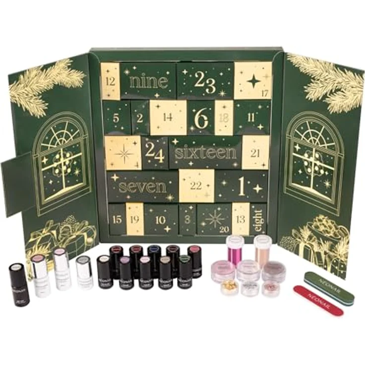Neonail Adventskalender Beauty Feels Like Home 2025, 24-tlg. mit 9 limitierten UV-Nagellacken und 7 Pflegeprodukten für elegante Nägel – Bild 1
