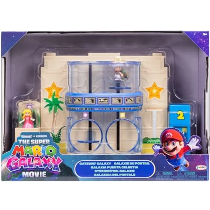 Jakks Pacific Super Mario Galaxy Film Diorama, Gateway Galaxy Set mit 2 Minifiguren, inkl. Prinzessin Peach und Captain Toad, bewegliche Transportröhren und Warp-Röhre, ab 3 Jahren – Bild 7