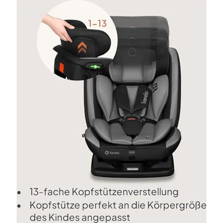 lionelo Autokindersitz AART I-SIZE, 4in1, i-Size, zusätzlicher Seitenschutz, ab Geburt bis 12 Jahre, 0,00 kg bis 50,00 kg – Bild 9