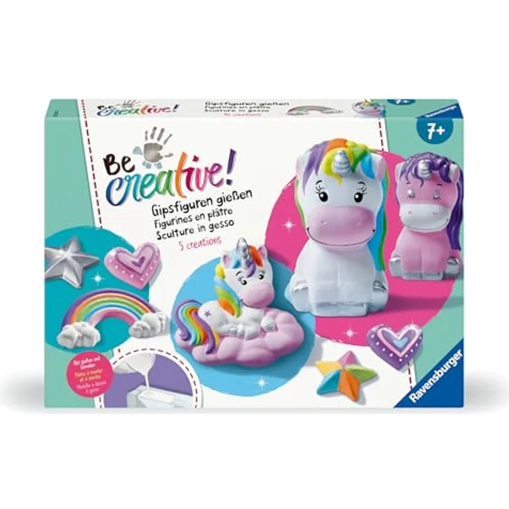 Ravensburger BeCreative Midi, Kreativset Gipsfiguren gießen Einhorn, DIY Bastelset für Kinder ab 7 Jahren, Made in Europe – Bild 1