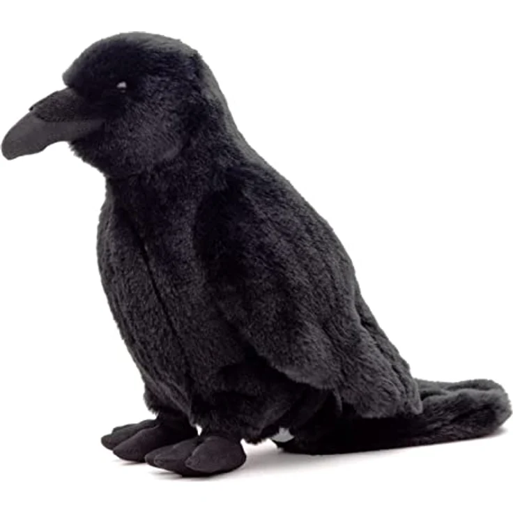 Uni-Toys Rabe schwarz Plüsch-Vogel, 23 cm, naturgetreues Design, nachhaltiges Füllmaterial – Bild 2