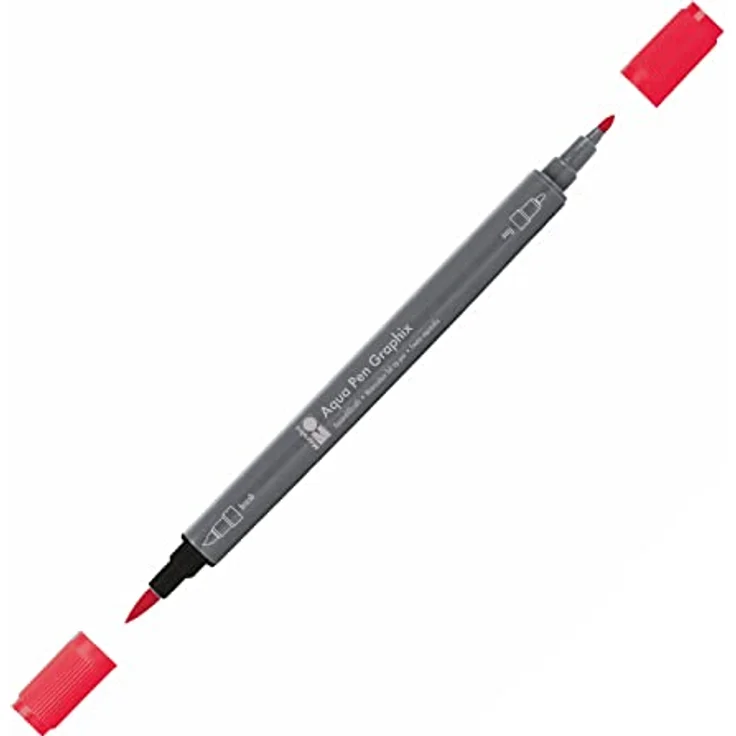 Marabu Aqua Pen Graphix Octopy - 24 Aquarell-Filzstifte Set, brillante Farben, wasserbasierte Tusche, Doppelspitze, aquarellierbar auf Aquarell-Papier – Bild 3