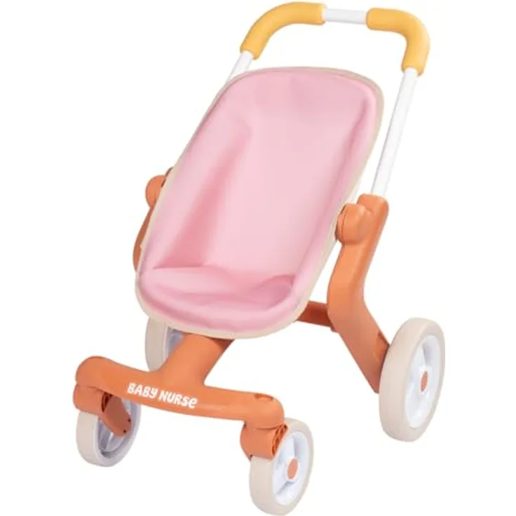 Smoby Puppenbuggy Baby Nurse Pop, leichter Kunststoffrahmen mit schwenkbaren Vorderrädern, für Puppen bis 42 cm, Made in Europe