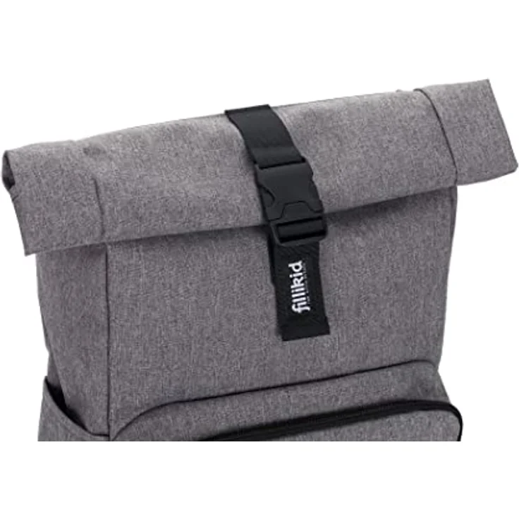 Fillikid Tokio Rolltop-Rucksack, Wickeltasche mit 20L-25L Volumen, Extra Laptopfach und Wickelunterlage, grau – Bild 8