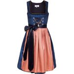 Edelnice Dirndl Josepha, Königsblau mit pfirsich-farbener Schürze, Charivari und Tasche