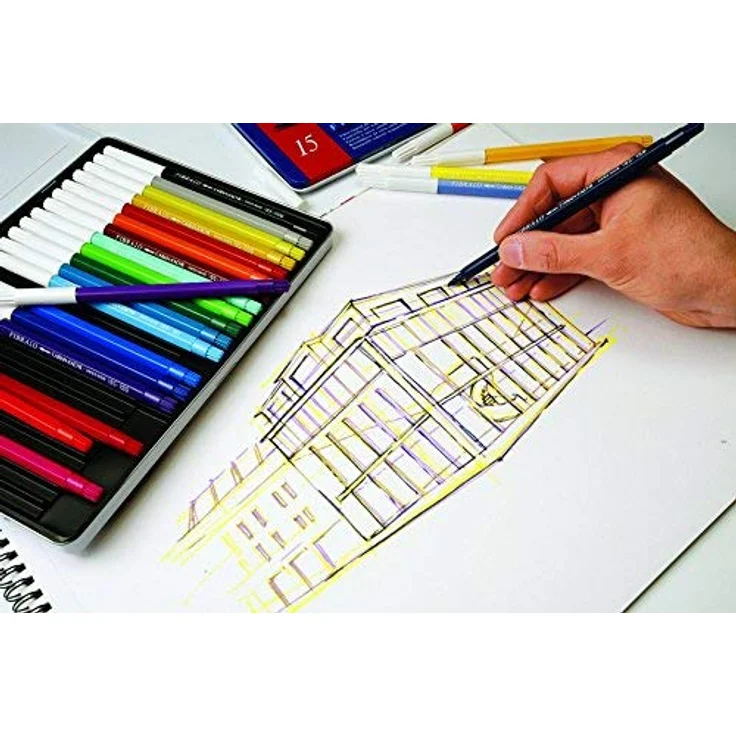 CARAN d'ACHE - FIBRALO Aquarelle Filzstifte in Metallbox - 15 Stück (Verpackung kann variieren) – Bild 5