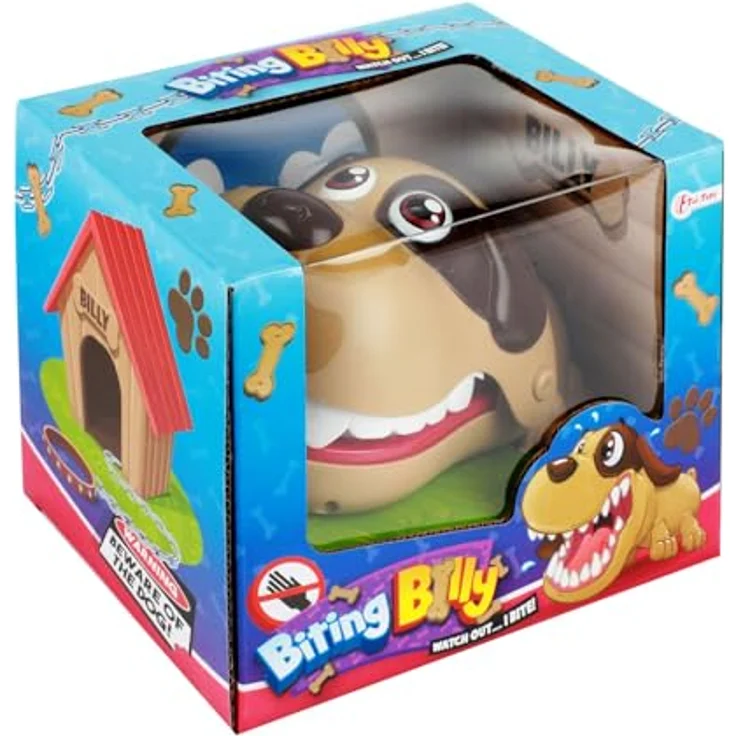 Toi-Toys Bissiger Hund Gesellschaftsspiel mit Kunststoffmaterial, ca. 14,5cm x 9,5cm x 7,5cm, in blau – Bild 3