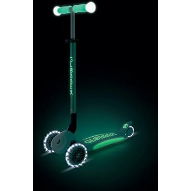 GLOBBER ELITE GLOW LIGHTS – 3-Rädriger Kinderroller mit verstellbarer Lenkerhöhe, LED-Leuchtrollen und Glow-Effekt, dunkelmint – Bild 8