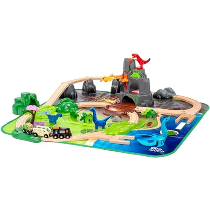 BRIO® Dinosaurier Deluxe Set, Spielzeugeisenbahn-Erweiterung mit 45 Teilen, inkl. Vulkan mit Licht und Sound, FSC®-zertifiziert – Bild 2