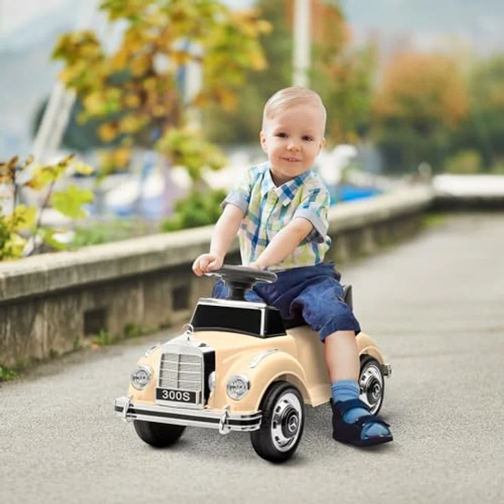 AIYAPLAY Rutschauto, Kinderfahrzeug mit Stauraum und Kippschutz, Beige, 77,5 x 41,5 x 45 cm – Bild 2