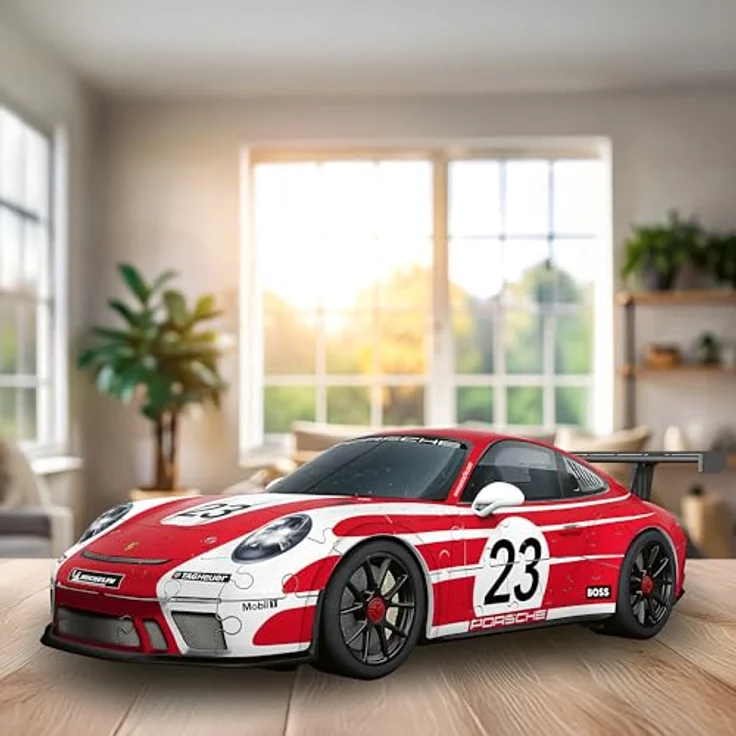 Ravensburger Iconics Porsche 911 GT3 Cup Salzb., 3D-Puzzle Modell mit 108 Puzzleteilen und hohem Deko-Wert, 7,00 cm x 21,50 cm x 27,50 cm – Bild 4