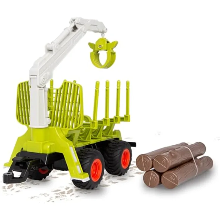 JAMARA 423256 Holzrückewagen mit Kranarm 1:24S, Forstwirtschaft Zubehör, manuelle Bedienung, 360° Schwenkbereich