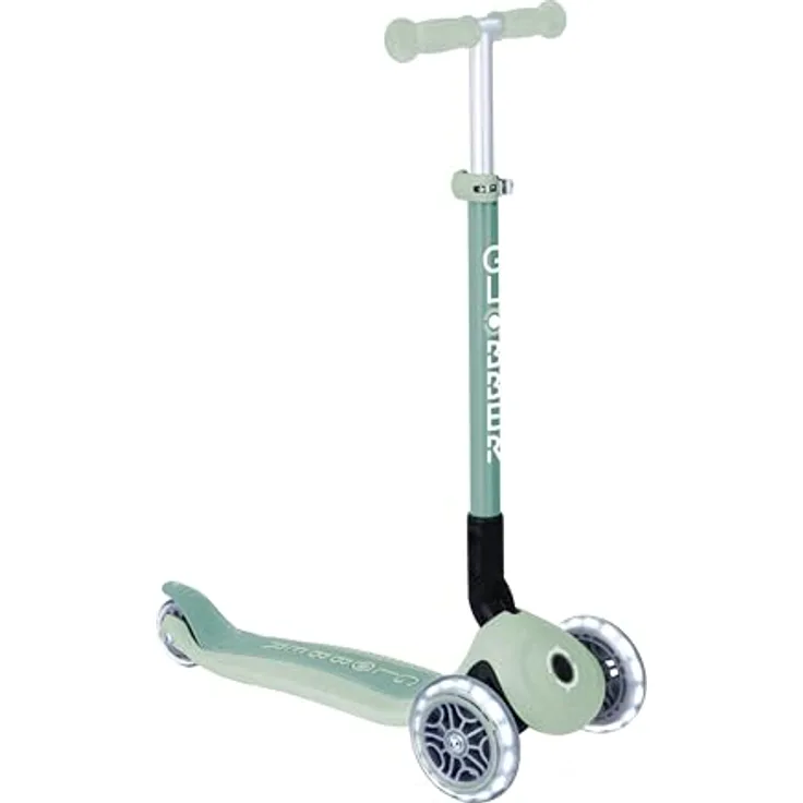 Globber PRIMO FOLDABLE LIGHTS ECO, Kinder-Scooter mit Leuchtrollen, klappbar, 3-fach höhenverstellbar, pistazie
