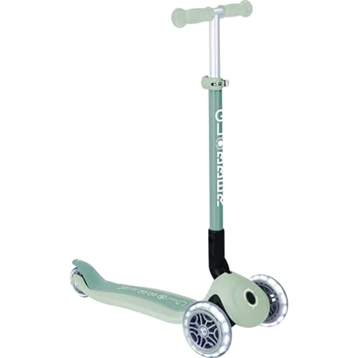 Globber PRIMO FOLDABLE LIGHTS ECO, Kinder-Scooter mit Leuchtrollen, klappbar, 3-fach höhenverstellbar, pistazie – Bild 1