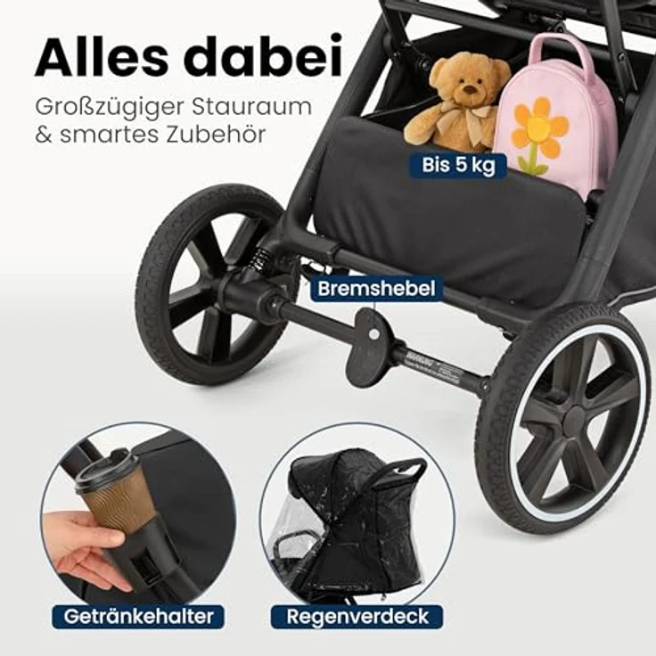 Hartan Kinder-Buggy Clixx, kompakter Buggy mit Regenschutz, Cupholder und großen Rädern – Bild 6