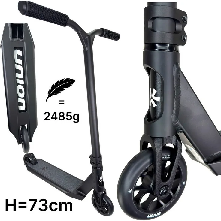 Union Aero XS Stunt Scooter, Leichtgewicht mit 2,48 kg, Höhe 73 cm, schwarz, ideal für Tricks